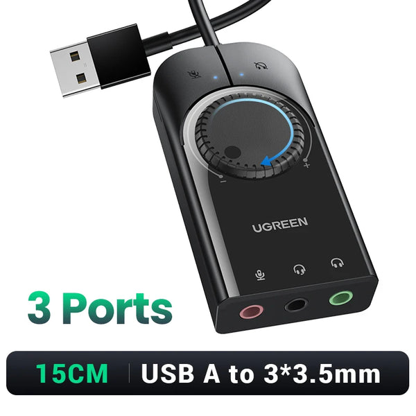 UGREEN – carte son externe USB 3.5mm, adaptateur Audio pour Microphone, ordinateur portable, PS4, casque