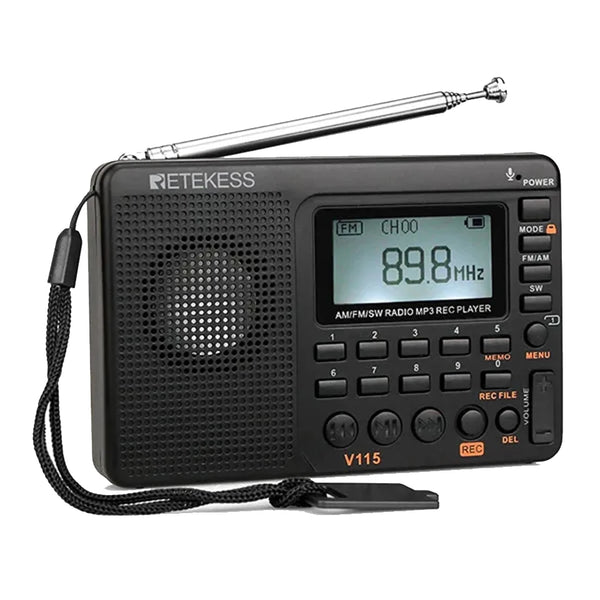 RETEKESS V115 radio Portable am fm radio à ondes courtes mini radio rechargeable avec lecteur MP3, son excellent pour le camping et le cadeau