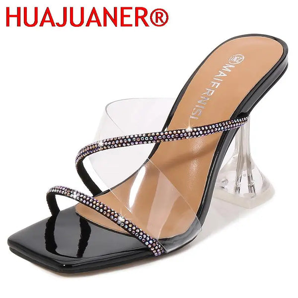 Pantoufles transparentes en PVC, coupe en cristal, chaussures décontractées Sexy à talons hauts, grande taille 35-43 44 45 46, pantoufles transparentes à bout ouvert pour femmes