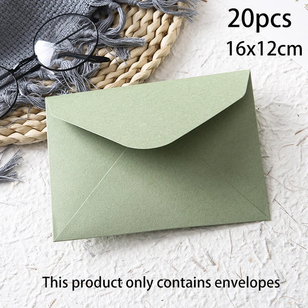20 pcs/lot 16x12 cm enveloppe pour Invitations cartes postales boîte-cadeau Message 300g papier vert mariage affaires sac de rangement fournitures