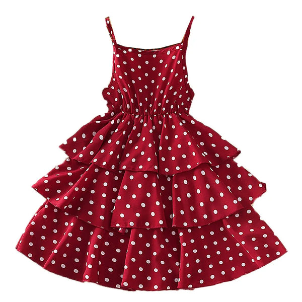 Robe de princesse d'été pour enfants de 4 à 12 ans, robe de gâteau à pois pour filles, robes formelles d'anniversaire, fête d'anniversaire, vacances à la plage