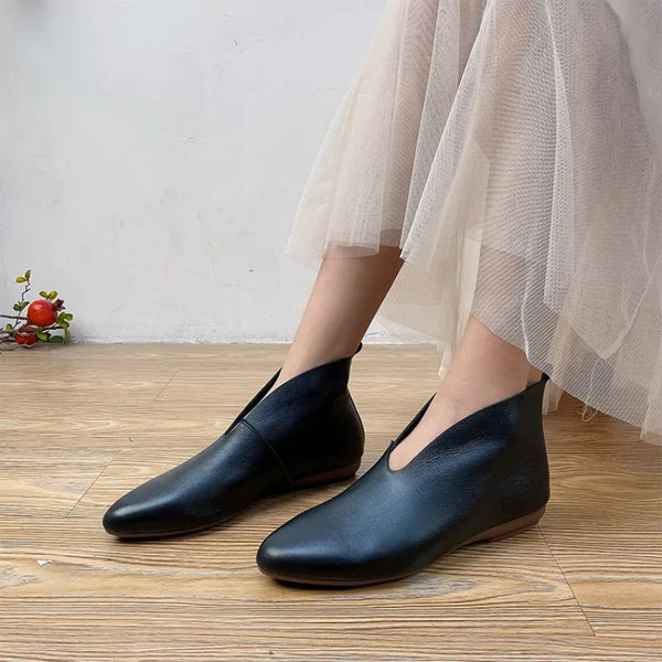 Chaussures Femme 2026 – Bottines Rétro Modernes Grande Taille pour Femme, Bout Pointu Cousu, Faciles à Enfiler, Talon Bas, Chaussures d'Extérieur pour Femme