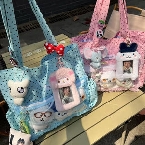 Nouveau mignon main Ulzzang Y2k Ita sac pour les filles grande capacité à la mode à pois toile sac à bandoulière décontracté transport fourre-tout sac