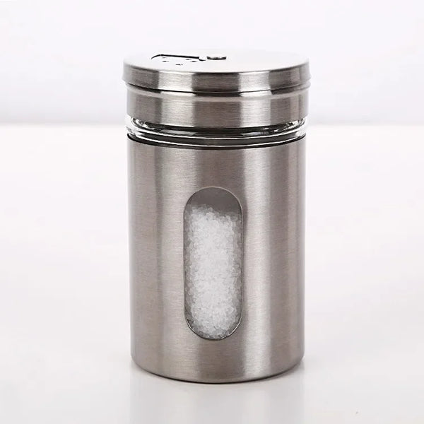 Shaker à Épices en Acier Inoxydable, Pot d'Assaisonnement pour Camping, Sel, Sucre, Gadget Rotatif de Cuisine, Belle