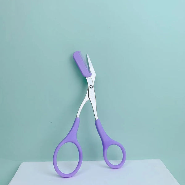Ciseaux de coupe de sourcils en acier inoxydable, avec peigne intégré, outil de toilettage précis rose/blanc/noir, créant des sourcils parfaits