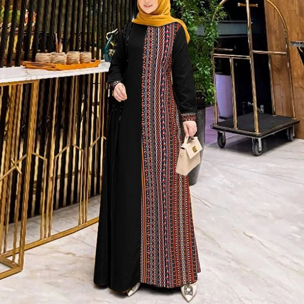 ZANZEA-Robe Maxi à Manches sulfpour Femme, Hijab, Col Rond, Musulmane, Islamique, Patchwork, Éducatif, Décontracté, Abaya