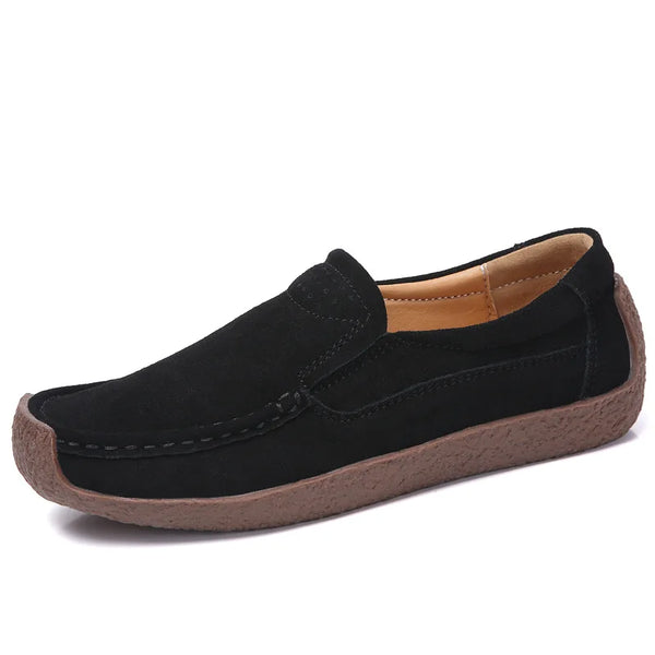 Chaussures décontractées en cuir véritable pour femmes, baskets de loisirs, mocassins à enfiler, mocassins souples pour femmes, marque de luxe