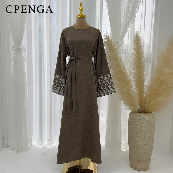 Abaya-Kimono brodé pour femmes, robe élégante, modeste, moyen-orient, türkiye, Eid Ramadan Kebaya, caftan marocain