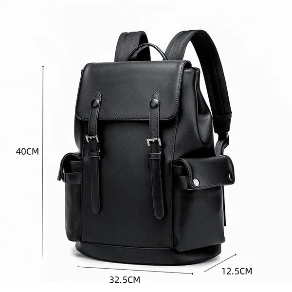 Sac à dos en cuir solide de luxe pour hommes, sac d'école de grande capacité pour hommes, sac à dos pour ordinateur portable de voyage d'affaires, nouvelle mode
