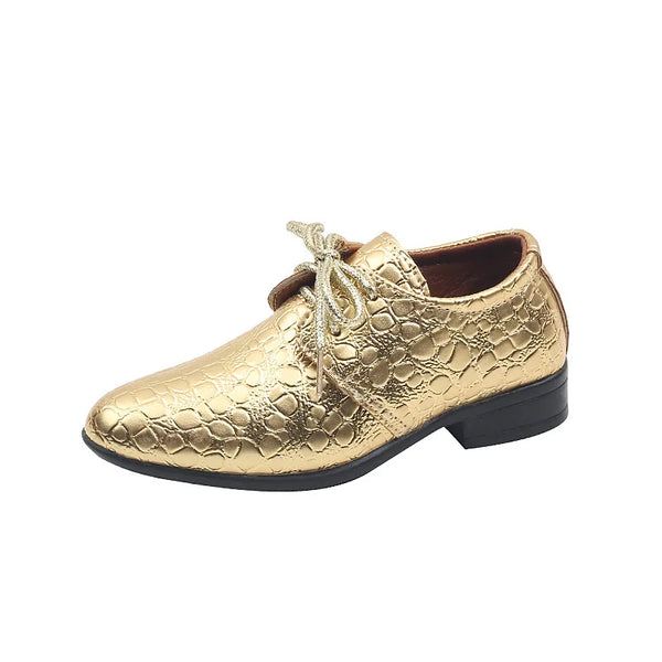 Chaussures en cuir pour garçons, pour fête, spectacles de mariage, défilés, Cool, à lacets, classiques, à la mode, mocassins, robe pour enfants, PU, 2023