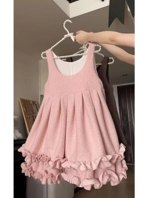 Doux fronde imprimé fleuri mince a-ligne robe femmes Design Chic sans manches à lacets robes d'été Vintage décontracté nouveaux vêtements 2025