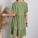 Robe d'été unie pour femmes, style bohémien, col en V, manches courtes, volants, ample, ligne A, Mini robe élégante, plage, fête, rue