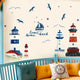 Autocollants Muraux Bateau à Voile et Phare, Décoration de Fond pour Chambre, Salon, TV, Canapé, Papier Peint Mural Artistique