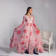 2025 Romantic Pink Rose Printed Muslim Maxi Dress for Women Boho-Chic Flowy Islamic-Inspired Attire with Ruffled Details