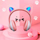 Écouteurs sans fil Bluetooth avec oreilles de chat roses, casque d'écoute stéréo pliable avec Microphone, musique, cadeau pour enfant et fille