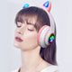 Écouteurs sans fil Bluetooth avec oreilles de chat roses, casque d'écoute stéréo pliable avec Microphone, musique, cadeau pour enfant et fille