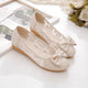 Chaussures plates creuses respirantes avec nœud pour femmes, chaussures à bout rond à enfiler, confortables et élégantes, 39 chaussures élégantes de Style coréen