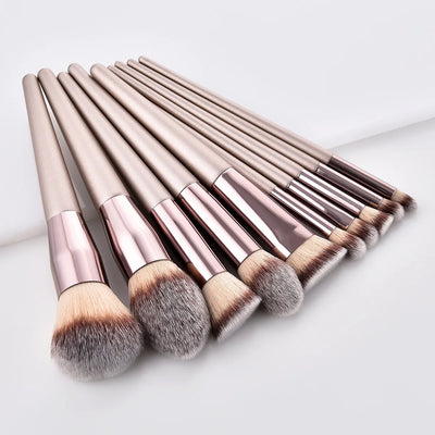Ensemble de pinceaux de maquillage, couleur champagne, pour fond de teint, poudre, blush, fard à barrage, mélange Kabuki, outil de beauté, 10 pièces