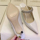 Sandales de Luxe en Cuir à Talons Hauts et Pointus pour Femme, Pantoufles de Soirée en Diamant, Nouvelle Collection Été 2024