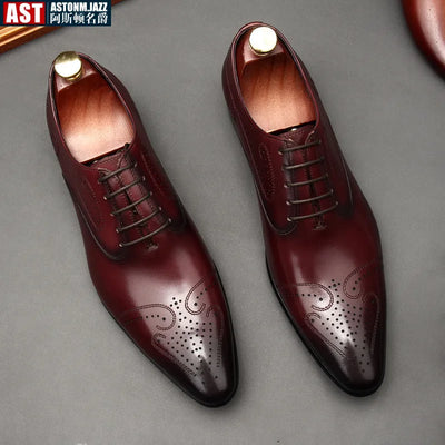 Chaussures provoqué faites à la main pour hommes, chaussures d'affaires de mariage brogues, cuir véritable, mode de luxe, nouveau style britannique, tendance masculine, 2024