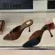 Hlieny Design boucle en métal pantoufle moderne femmes mode été talons hauts Sexy bout pointu discothèque sandales Stripper chaussures