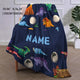 Couverture à motif de dinosaure personnalisé avec nom personnalisé, jeter en peluche douce, décor personnalisable, idéal pour la chambre à coucher et la salle de jeux, 1 pièce