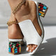 Femmes sandales en cristal 2024 nouveau printemps été sandales à bout ouvert talons carrés plage mode sandales femmes Sandalias De Mujer