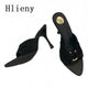 Hlieny Design boucle en métal pantoufle moderne femmes mode été talons hauts Sexy bout pointu discothèque sandales Stripper chaussures