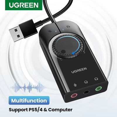 UGREEN – carte son externe USB 3.5mm, adaptateur Audio pour Microphone, ordinateur portable, PS4, casque