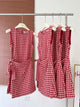 Robe trapèze à lacets pour femmes, robe de plage japonaise Harajuku, rouge nickel é à carreaux, col rond, robe de Rh, mode streetwear