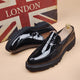 Robe de soirée de mariage pour hommes, chaussures en cuir verni, chaussures paresseuses à enfiler, mocassins à plateforme tendance noirs, baskets pour hommes zapatos