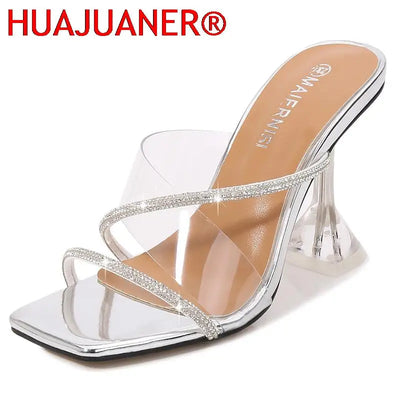 Pantoufles transparentes en PVC, coupe en cristal, chaussures décontractées Sexy à talons hauts, grande taille 35-43 44 45 46, pantoufles transparentes à bout ouvert pour femmes