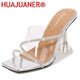 Pantoufles transparentes en PVC, coupe en cristal, chaussures décontractées Sexy à talons hauts, grande taille 35-43 44 45 46, pantoufles transparentes à bout ouvert pour femmes