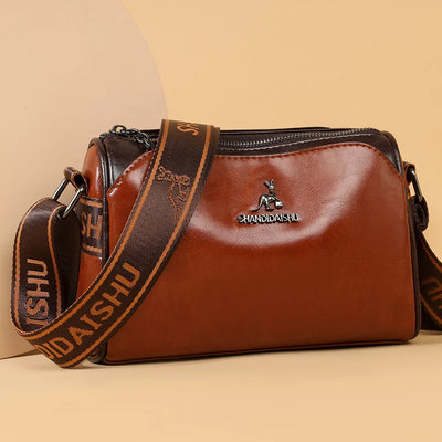 Sac messager en cuir véritable pour femme, cire à l'huile de haute qualité, multicouche, grande capacité, sac à bandoulière de luxe initié, sac à main, sac à main