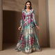 Robe de soirée élégante à col en V imprimée, manches longues, taille cintrée, pour femme, printemps automne, jupe trapèze taille haute, fermeture éclair
