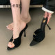 Hlieny Design boucle en métal pantoufle moderne femmes mode été talons hauts Sexy bout pointu discothèque sandales Stripper chaussures