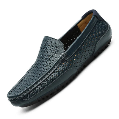 Mocassins d'été en cuir véritable souple pour hommes, marque de luxe, chaussures décontractées, mocassins de styliste italien, chaussures bateau respirantes à enfiler