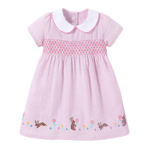 Little maven – robe de plage rose pour filles, imprimé lapin Animal, robes de fête pour enfants de 2 ans, col Peter Pan, robe de fête