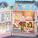 Bricolage Mini maison de poupée en bois avec meubles maison de poupée légère Casa assemblage modèle rose princesse Villa Architecture Kit jouets anniversaire