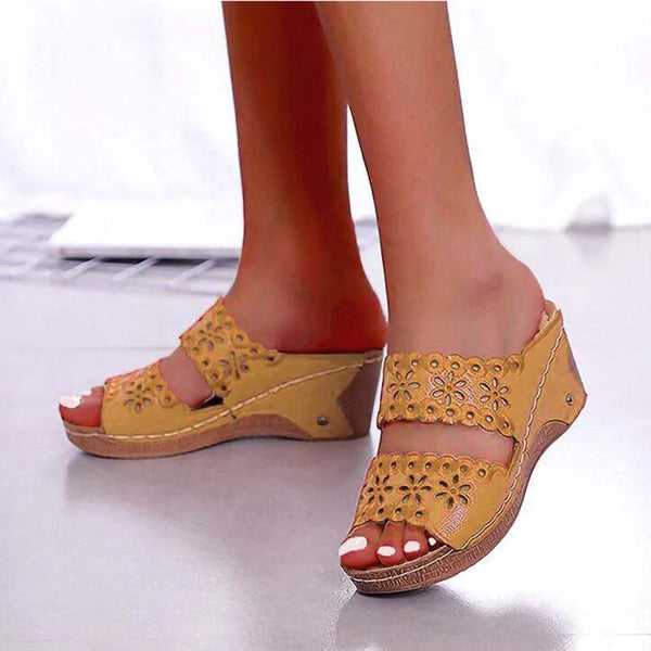Sandales chaussures femmes été plate-forme chaussures femme sans lacet chaussures de marche coin femmes sandales rétro femme pantoufles chaussures femme