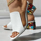 Femmes sandales en cristal 2024 nouveau printemps été sandales à bout ouvert talons carrés plage mode sandales femmes Sandalias De Mujer