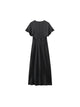 Femmes mode ajusté Satin robe mi-longue col en V à manches courtes robes féminines robes Mujer