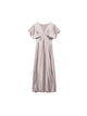 Femmes mode ajusté Satin robe mi-longue col en V à manches courtes robes féminines robes Mujer