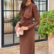 CommPiedmont-Robe longue drapée à col rond pour femme, robe de soirée élégante, manches longues, taille unie, fendue, maxi, printemps, automne, 2025