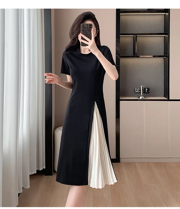 YZJNH-Robe Longue d'Été pour Femme, Édition Coréenne, Abonnés, Panneau Déformable, Design, T-shirt Grande Taille, 2024