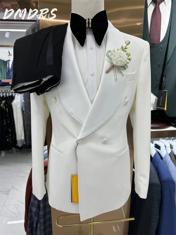 Ensemble de costume classique de couleur unie pour hommes, pour robe de mariée, veste élégante à simple boutonnage, pantalon pour hommes d'affaires, robes pour garçons d'honneur
