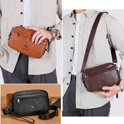Pochette pour hommes portefeuille Long Mini épaule en cuir PU sac à main porte-carte croisée téléphone nécessaire pochette main Porter petit sac