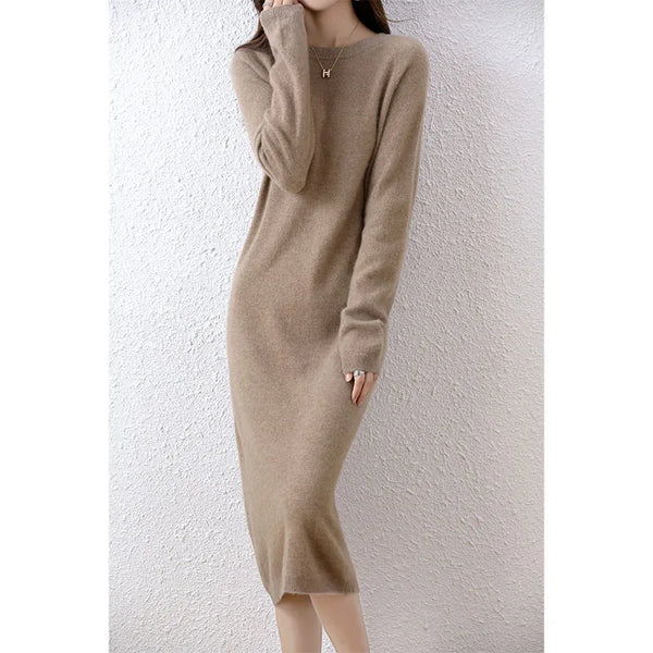 Pull en cachemire robes tricotées 100% laine mérinos femmes hiver femme pulls élégants robe automne décontracté jupes à manches longues