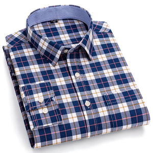 Chemises Oxford à manches longues pour hommes, 100% coton, décontracté, Plaid doux, coupe régulière, robe formelle, chemisier social, vêtements masculins S-7XL