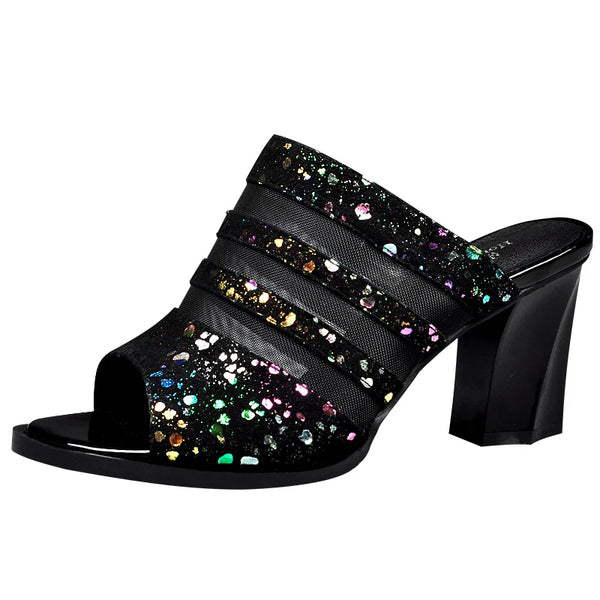 Sandales Peep Parker à talons optiques pour femmes, chaussures en maille respirante pour dames, sandales de plage d'été pour filles, grande taille, mode